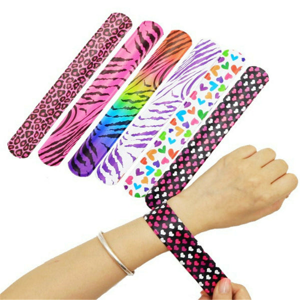 30PCS Mixed Wrist Snap Slap Bands Kids Party Favor Novelty Toys Play band NEW  - Lets Party