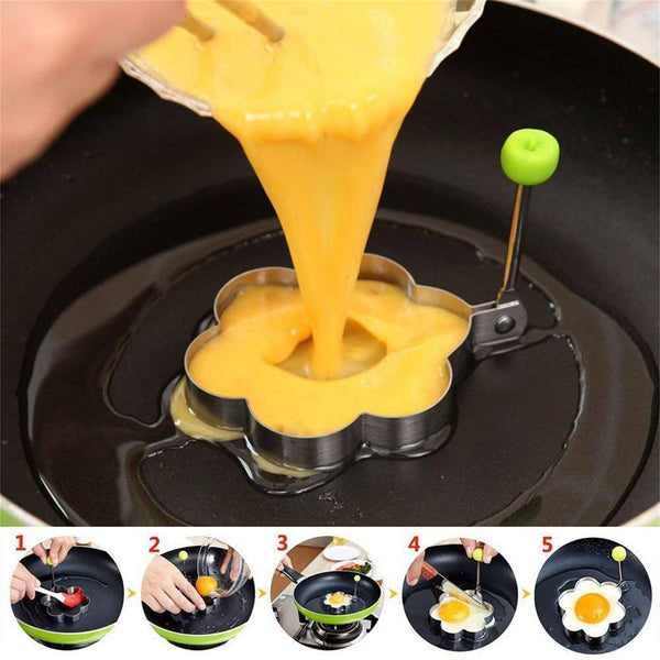 5X Fried Egg Mould Egg Rings Stainless Steel Metal Ring Pancake Frying Shape AU