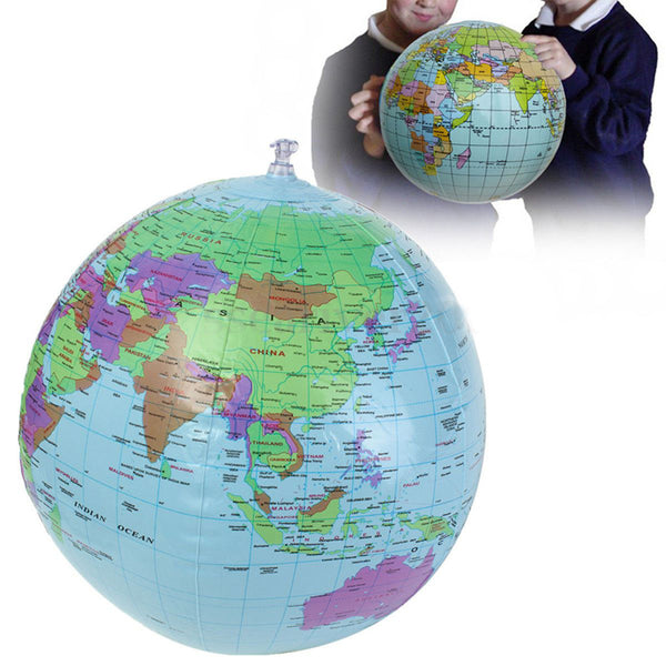 30cm Inflatable World Globe Earth Teaching Geography Map Beach Ball Kids Toy - Lets Party