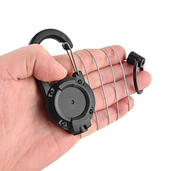 Heavy Duty Retractable Carabiner Key Chain Badge Holder With Steel Cord keychain