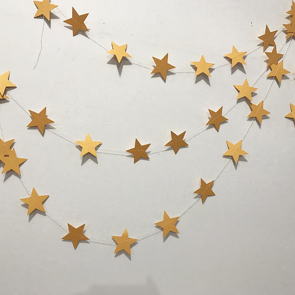 2x 4M Gold Silver Paper Star Hanging String Garland Party Wedding Birthday Decor