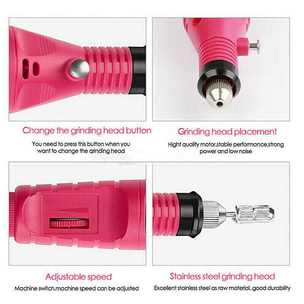 Electric Nail Drill File Tools Nail Machine Acrylic Art Manicure Pen Shaper Kit
