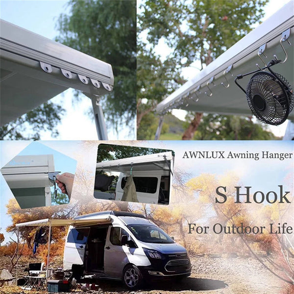 4-8 Sets Camping Awning S Hook Light Hangers Suit Rails Track Caravan Motorhome