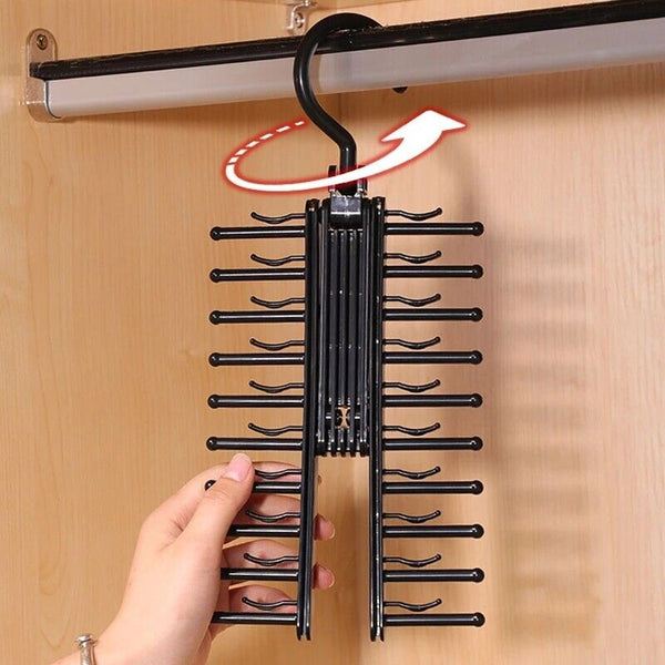 Adjustable NEW Scarf 20 Tie Home Hanger Rack 360° Rotating Holder Compact Belt