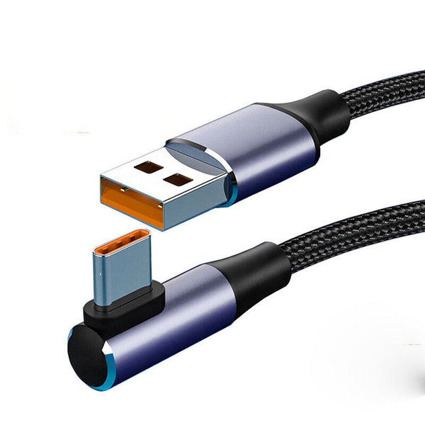 90 Degree Data Line Right Angle PD 100W Fast Charging USB to USB Type C Cable