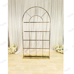 2m Glossy Gold Arch Backdrop Flower Stand Frame Wall Wedding Party Props Event A