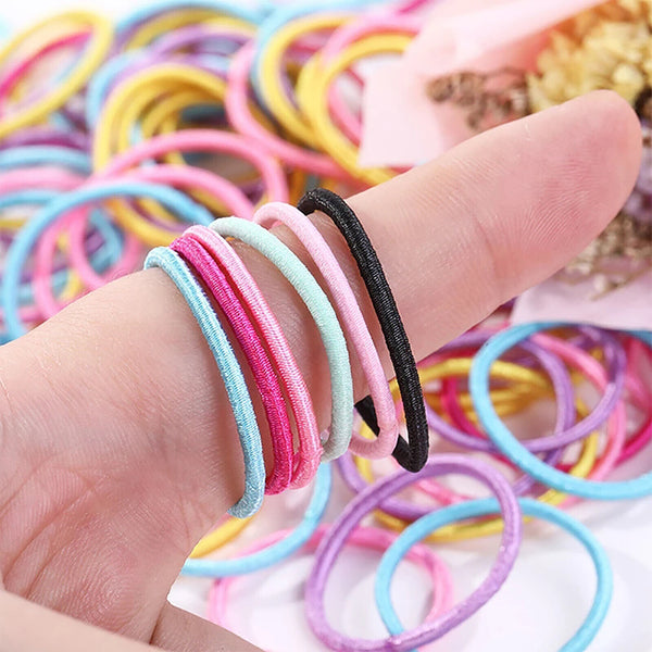 UP 1000PCS Hair Ties Elastic Band Snagless Ponytail Tie School Bubbles Colourful