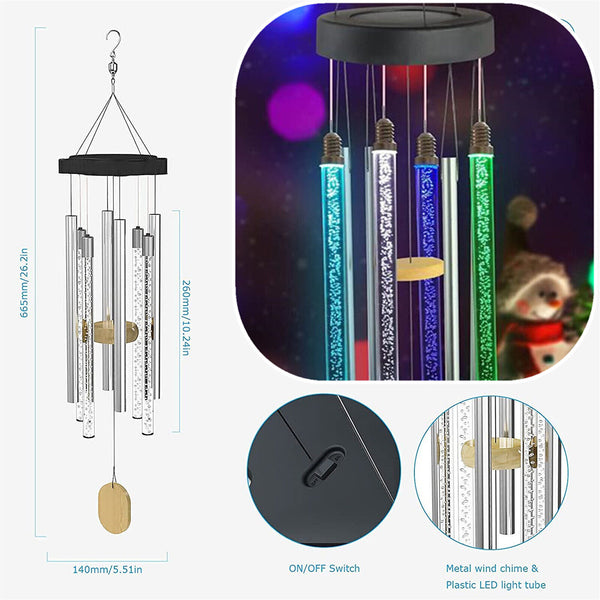 Solar Wind Chimes Lights Outdoor Memorial Wind Chimes with Color Changing RGB AU