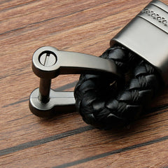 2PCS Hand-Woven Metal Leather Key Chain Ring Keyfob Car Keyring Keychain Gift AU