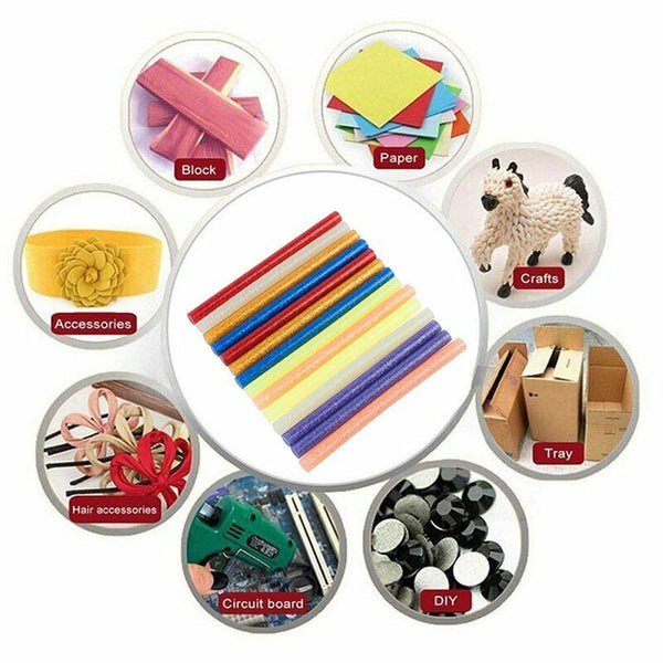 50pcs Multi Colour Hot Melt Glue Sticks Glitter For Electric Glue Gun Craft DIY