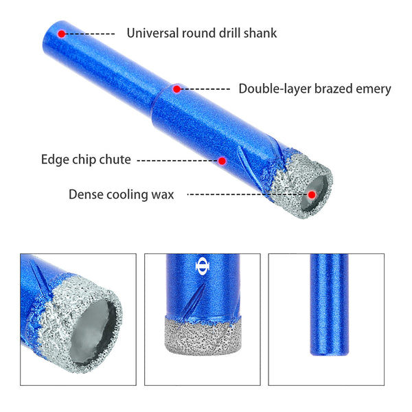 Diamond Drill Core Bit Dry Holesaw Cut Marble Granite Tile Porcelain 6/8/12mm AU