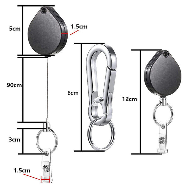 Heart Retractable Key Chain Heavy Duty ID Card Clip Lanyard Extendable Keychain - Lets Party