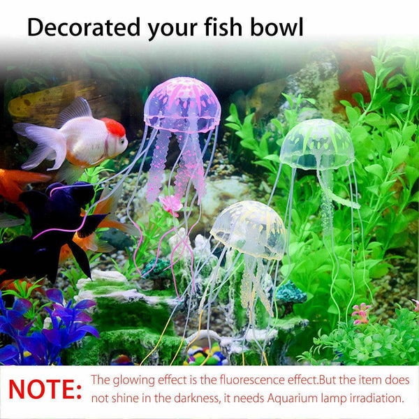 3X Fish Tank Fluorescent Glowing Beauty Artificial Simulated Jellyfish Ornament