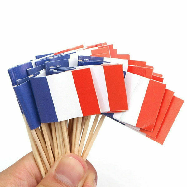 UP100X Pure White Flag Toothpick for Cooking Cupcake Party Christmas Fruit Tooth