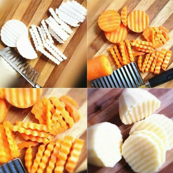 Potato Crinkle Cutter Dough Wavy Slicer Steel Kitchen Vegetable Chip Blade Knife