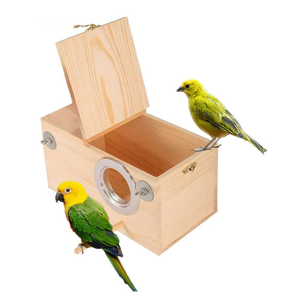 Birds Nest Breeding Box Parakeet Budgie Cockatiel Cage Nesting Window Wooden