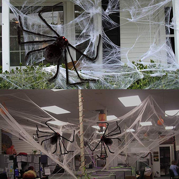 4Pcs Black Giant Spider Halloween Decoration Haunted House Prop Indoor Outdoor A - Lets Party