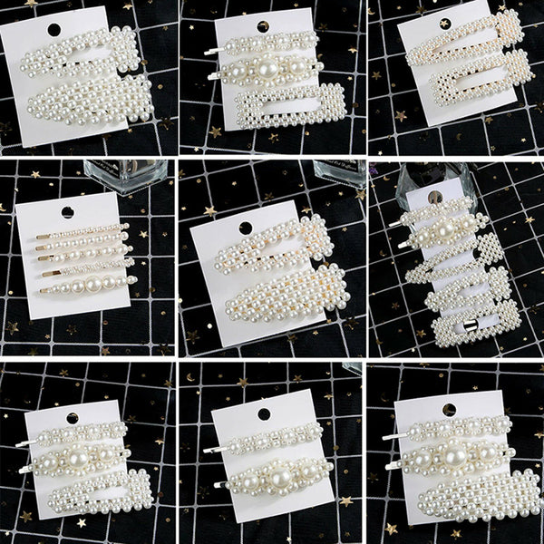 Women Girl Pearl Hair Clip Snap Barrette Stick Pin Hair Accessories Party AU