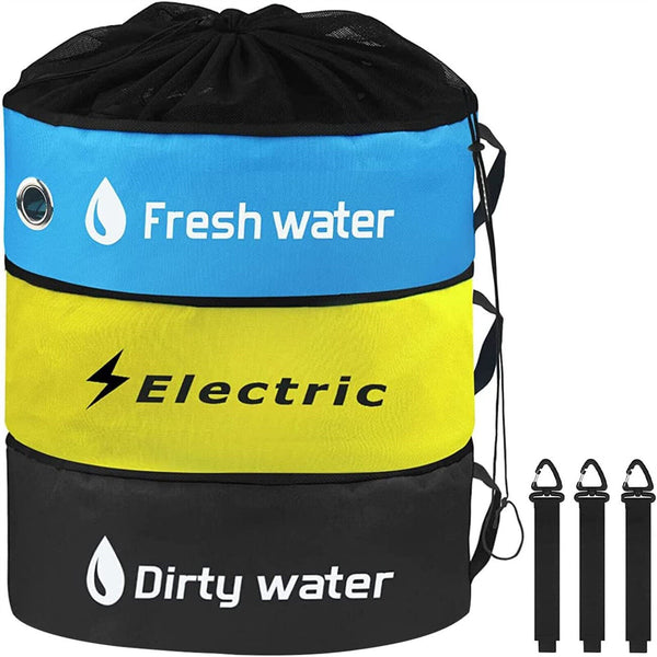 3xHose Storage Bag Caravan Camping RV Cable Cords Organizer Water Hose Accessory