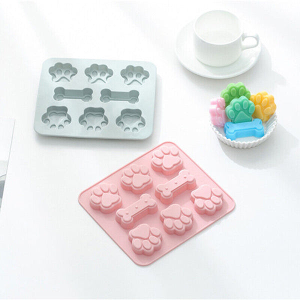 2pcs Silicone Dog Paw Bone Cake Chocolate Mold Cookie Baking Ice Mould Tools AU