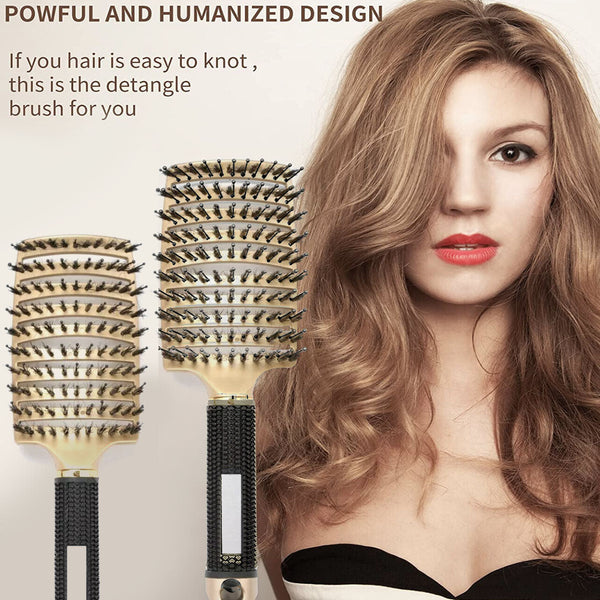 Detangle Nylon Boar Bristle Brush Hairbrush Smooth Hair Head Scalp Massage Comb