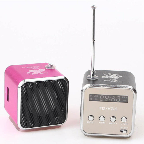 Stereo Speaker USB FM Mini Digital TF Rechargeable Radio Portable Player MP3