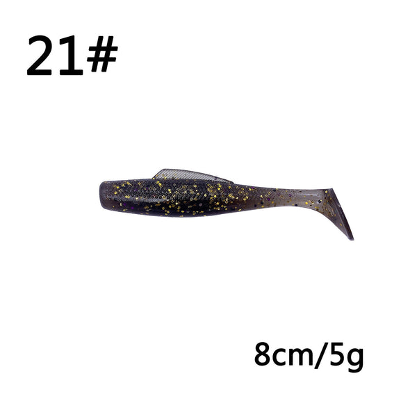 6X 8CM Floating T Tail Soft Bait Bionic Bait TPR Material Stretchable Soft Bait