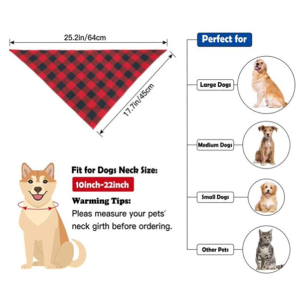Dog Bandana Scarf Collar Triangular Bandage Plaid Washable Bib Puppy Neckerchief