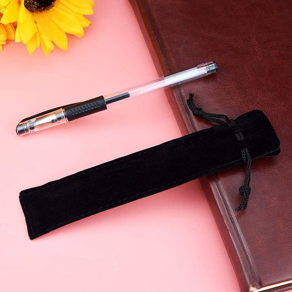 Black Velvet Pen Pouch Sleeve Holder Single Pen Bag Case Pencil Bag AU