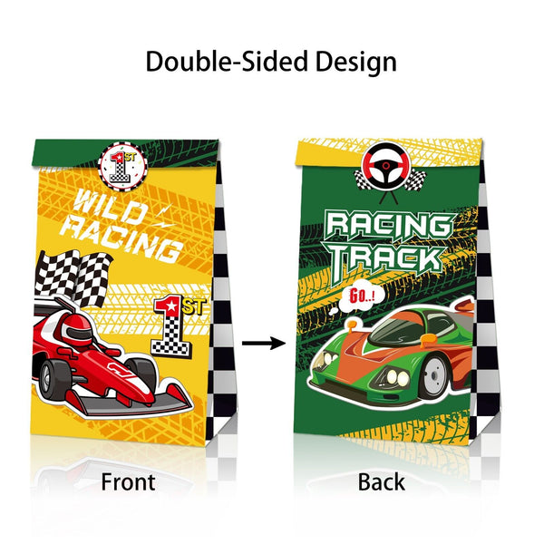 12PCS Racing Car Paper Lolly Gift Bag & 18pcs Stickers Party Supplies