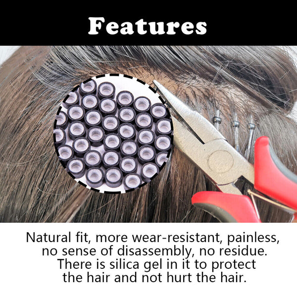 Hair Extension Micro Rings Beads 200-400x Silicone Lined MicroBead 5 x 3mm Links