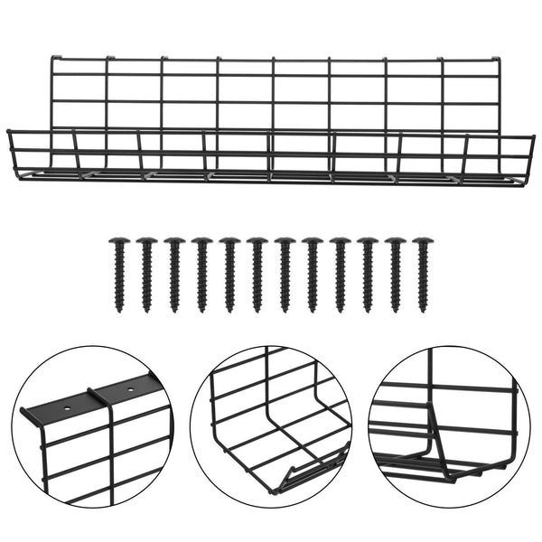 1-2X Under Cable Management Tray Under Desk Cable Organizer for Wire Management