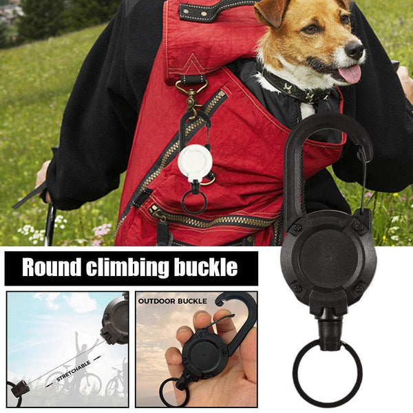 Heavy Duty Retractable Carabiner Key Chain Badge Holder With Steel Cord keychain