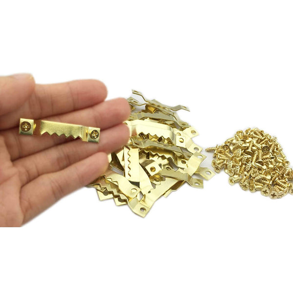 40PCS Sawtooth Picture Frame Hangers Oil Hanging Wall Hooks + Screws Black AUS