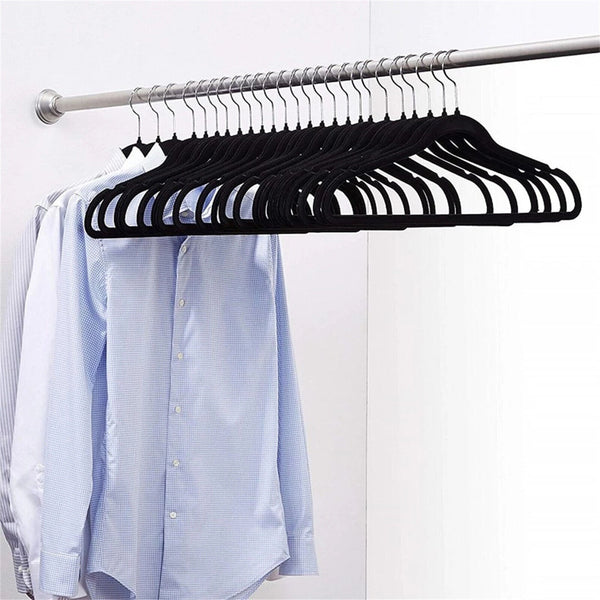 Up 100X Non-Slip Velvet Coat Hangers Space Saving Clothing Hook Rack Shirt Bulk