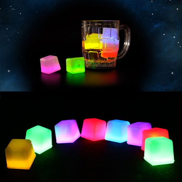 Glowing Ice Cube Cubes Light UP Flashing Glow in the dark Wedding Festival Bar - Lets Party