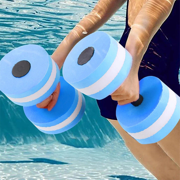 2x Blue Water Dumbbells Aquatic Exercise Dumbells Water Aerobics Workouts Barbells - Lets Party