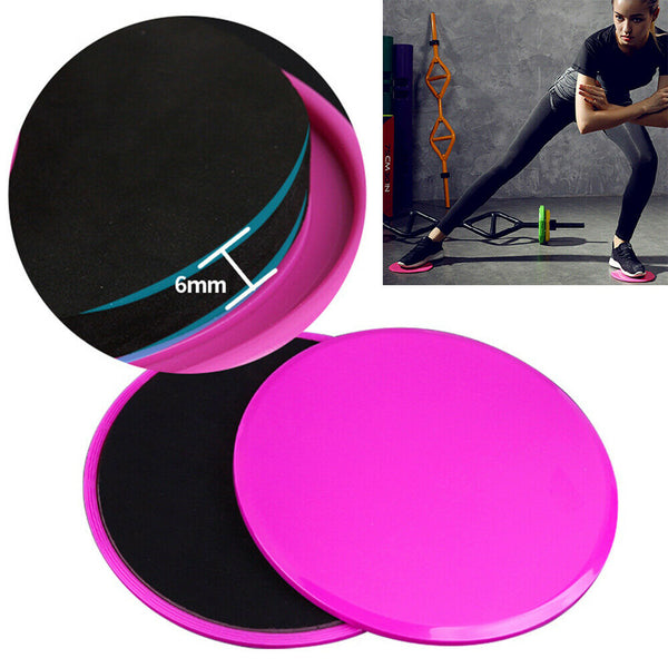 2x Gliding Sliding Discs Core Sliders Gym Yoga Fitness Exercise Workout Training - Lets Party