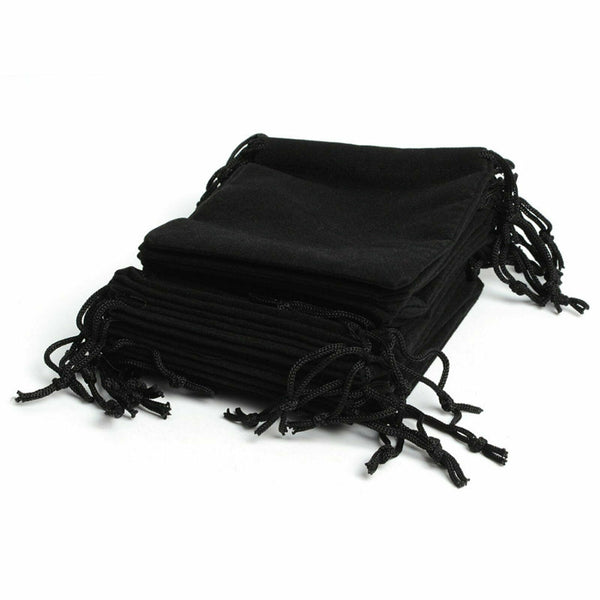 100PCS Velvet Drawstring Black Jewelry Storage Safety Case Gift Bags Pouches AU - Lets Party