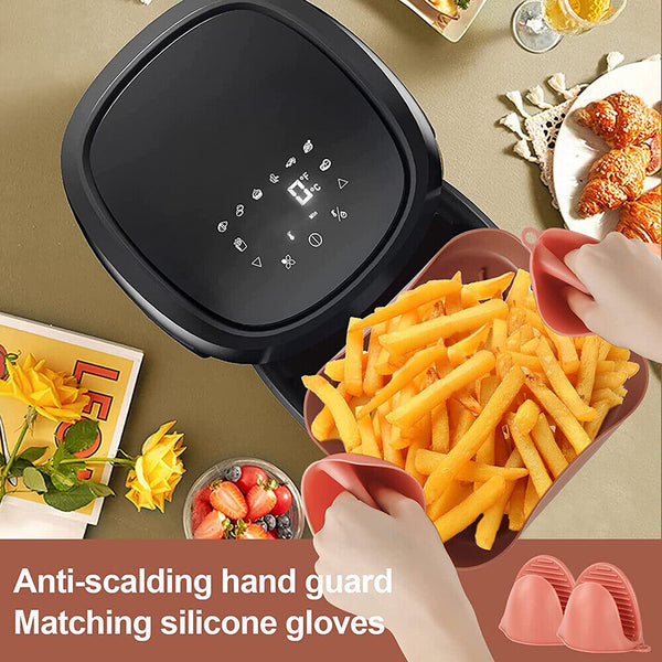 Reusable Grey Air Fryer Accessories Basket Silicone Pot Baking Tray Mat Oven Nonstick - Lets Party