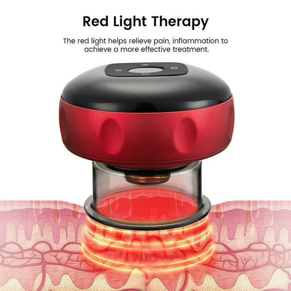 Black Electric Cupping Therapy Massager Portable Rechargeable 6 Level Adjustable - Lets Party