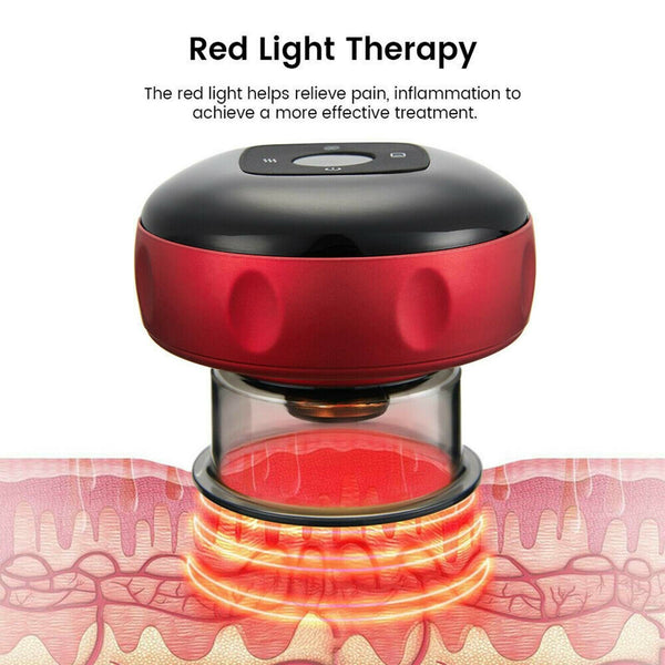 Red Electric Cupping Therapy Massager Portable Rechargeable 6 Level Adjustable - Lets Party