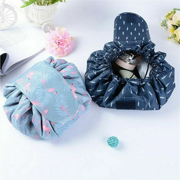 Black Lazy Cosmetic Bag Printing Drawstring Makeup case Storage Bag Portable Travel - Lets Party