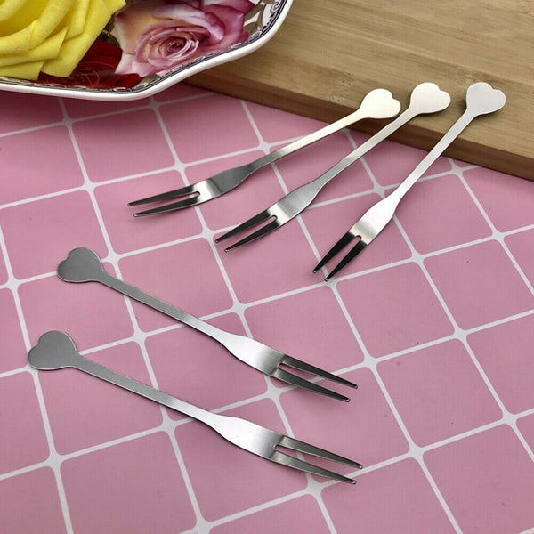 10PCS Appetizer Dessert Forks Stainless Steel Mini Salad Fruit Cake Cocktail - Lets Party