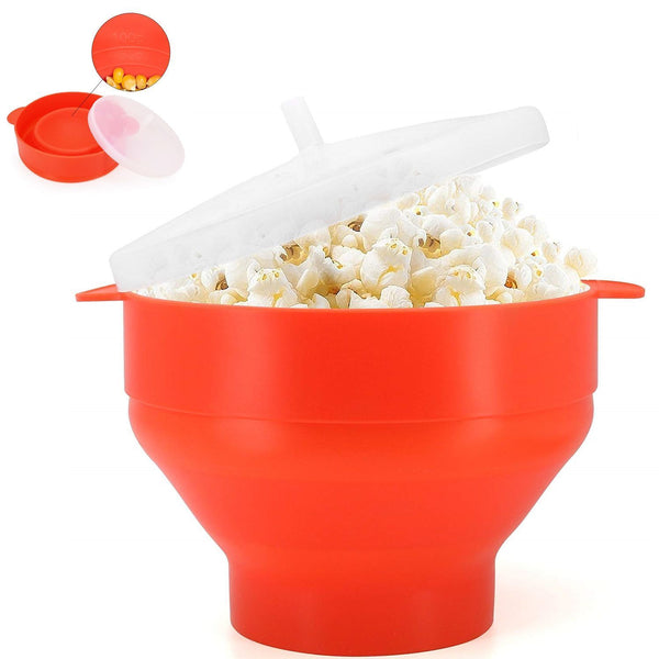 Microwave Silicone Popcorn Popper Maker Collapsible Bowl Hot Air Dishwasher Safe - Lets Party