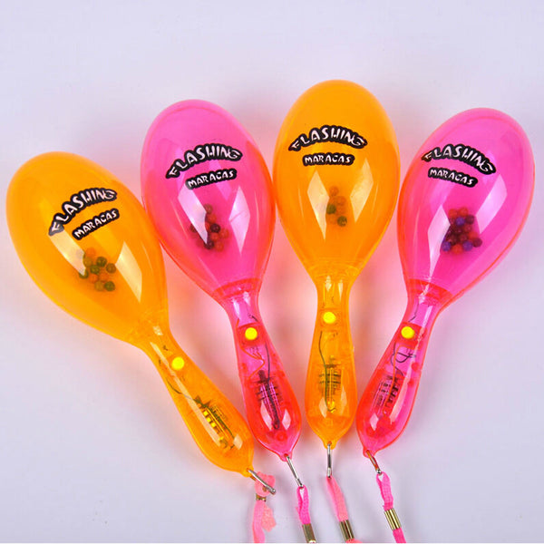 10X LED Light Up Maracas Flashing Lanyard Neon Shake Toy Cheering Party Concert - Lets Party