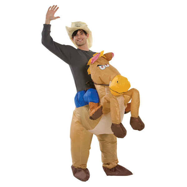 New 1X Inflatable Horse Cowboy Suit Halloween Fun Fancy Dress Costume Unisex - Lets Party