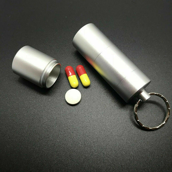 Mini Keychain Aluminum Pill Container Waterproof Medicine Holder Case Keyring - Lets Party