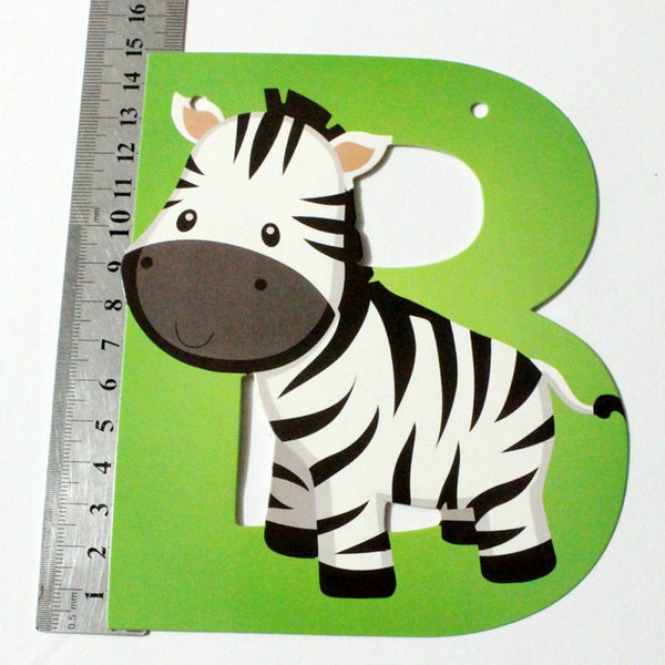 1x Happy birthday Baby Shower Safari Jungle Animal Paper Banner Bunting Garland - Lets Party