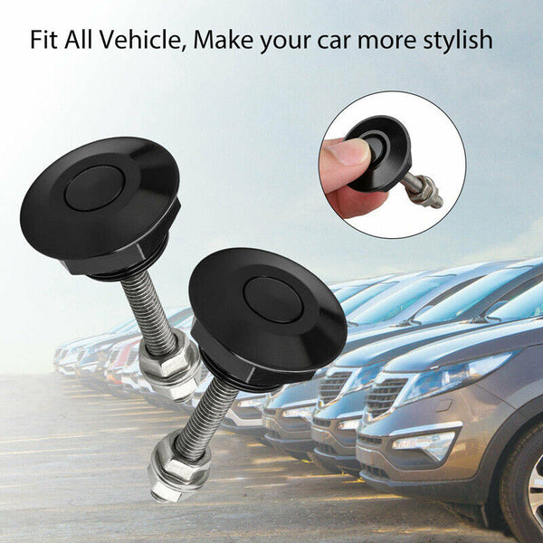 4pcs Black Aluminum Push Button Quick Release Bumper Hood Pin Bonnet Lock Latch